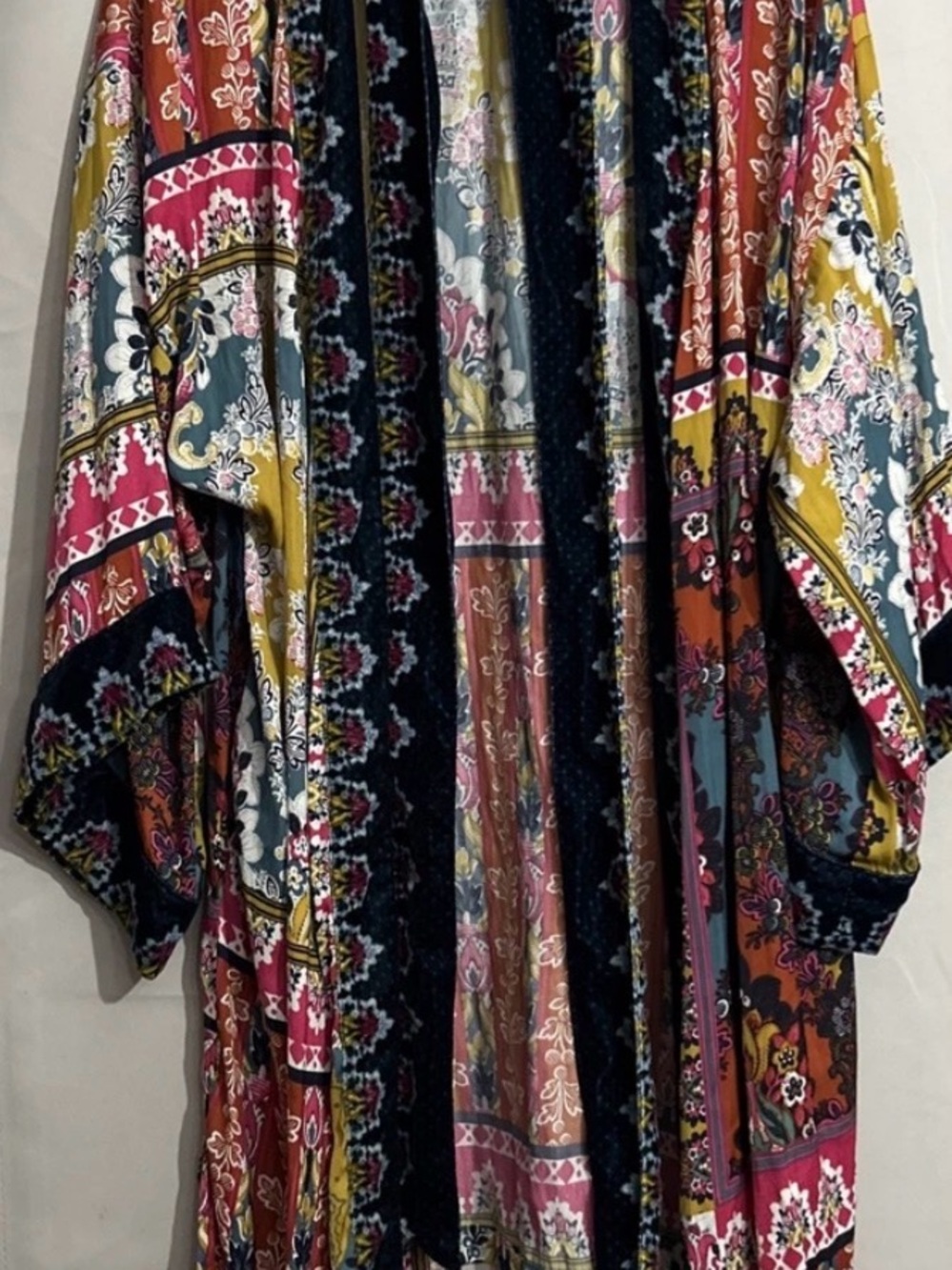 Anthropologie Patchwork Floral Paisley Kimono - Pink, Yellow, Black, Blue